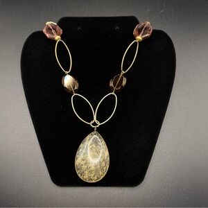 LIA SOPHIA Chunky Glass Beads Gold Tone Pendant Necklace